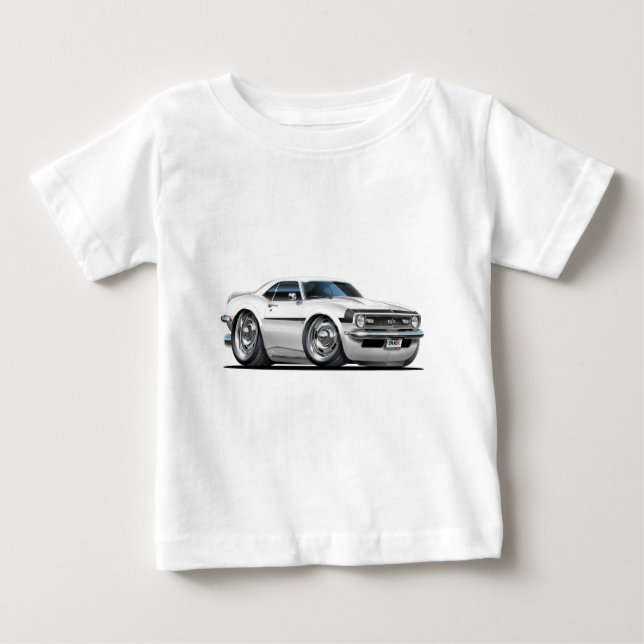 T-shirts Carro 1968 Branco-Preto de Camaro (Frente)