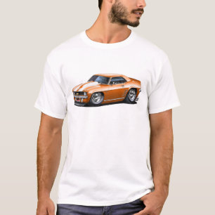 T-shirts Carro 1969 Alaranjado-Branco de Camaro SS