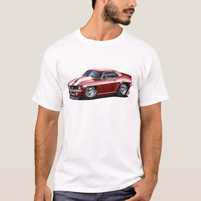 T-shirts Carro 1969 Marrom-Branco de Camaro SS (Frente)