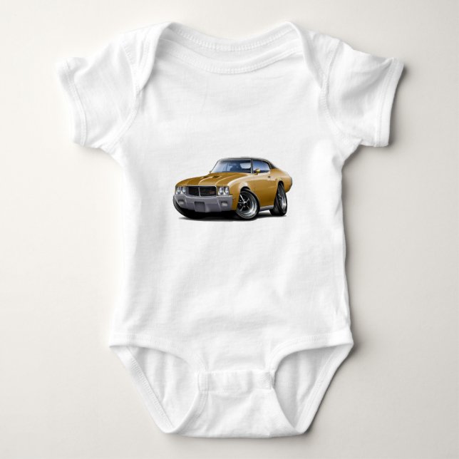 T-shirts Carro 1970-72 superior preto Dourado de Buick GS (Frente)