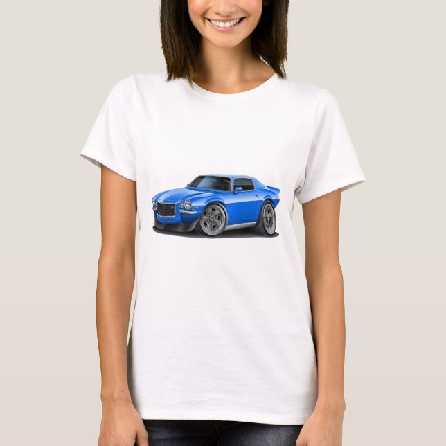 T-shirts Carro 1970-73 do azul de Camaro (Frente)