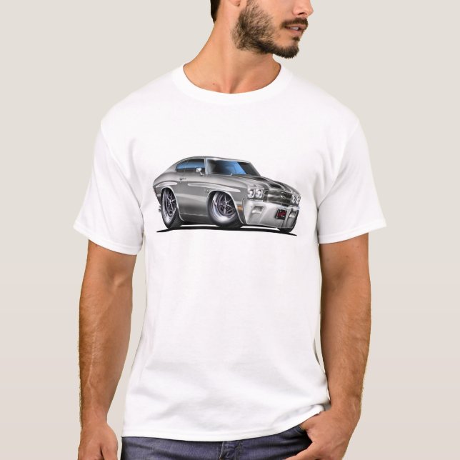 T-shirts Carro 1970 Prata-Preto de Chevelle (Frente)