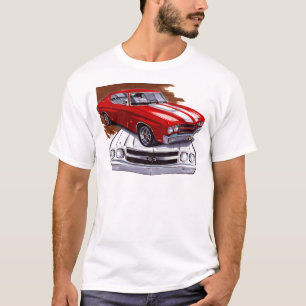 T-shirts Carro 1970 Vermelho-Branco de Chevelle