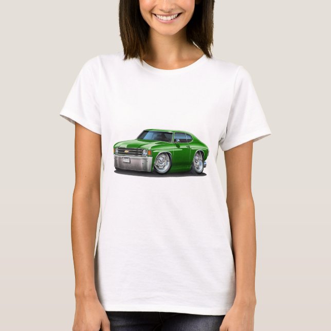 T-shirts Carro 1971-72 verde de Chevelle (Frente)