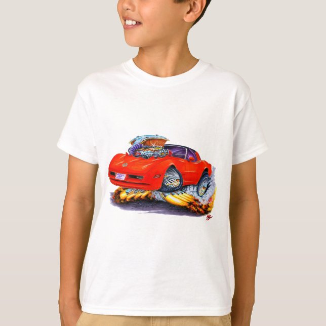 T-shirts Carro 1980-82 do vermelho de Corveta (Frente)