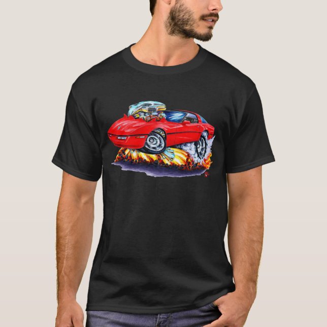T-shirts Carro 1984-93 do vermelho de Corveta (Frente)