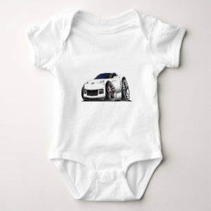 T-shirts Carro 2005-09 do branco de Corveta