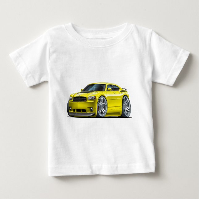 T-shirts Carro amarelo de Daytona do carregador de Dodge (Frente)