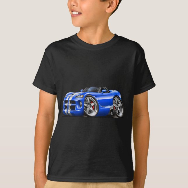 T-shirts Carro Azul-Branco do Roadster da víbora de Dodge (Frente)