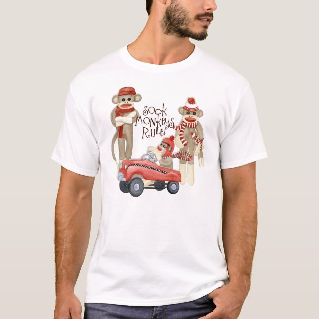 T-shirts Carro De Pedal De Macaco, Macacos-Meia Regra T (Frente)