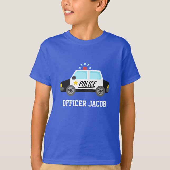 T-shirts Carro de Polícia Clássico com Sirene para Crianças (Frente)