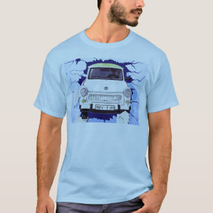 T-shirts Carro de Trabant, azul pálido, muro de Berlim