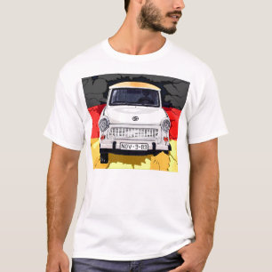 T-shirts Carro de Trabant e bandeira alemão, muro de Berli