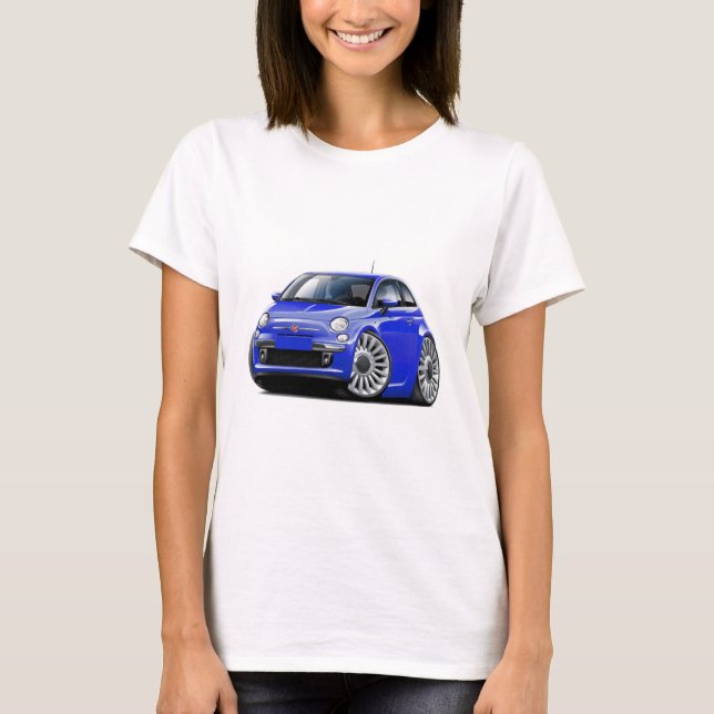 T-shirts Carro do azul de Fiat 500 (Frente)