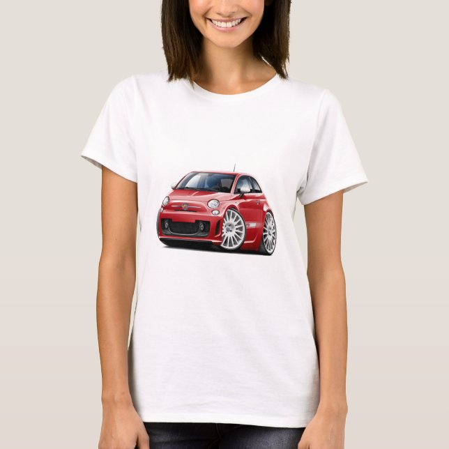 T-shirts Carro do vermelho de Fiat 500 Abarth (Frente)