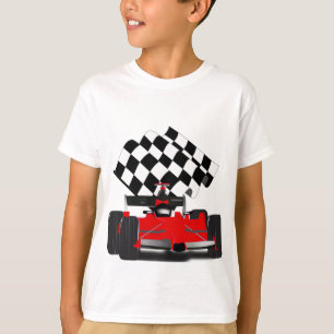 T-shirts Carro Race Vermelho com Sinalizador Verificado