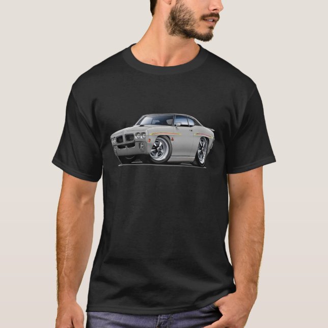 T-shirts Carro superior Prata-Preto do juiz de 1970 GTO (Frente)