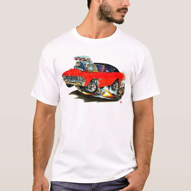 T-shirts Carro superior vermelho e preto de Chevelle (Frente)