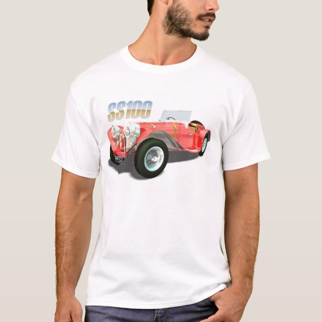 T-shirts Carros do culto - Jaguar SS100 (Frente)