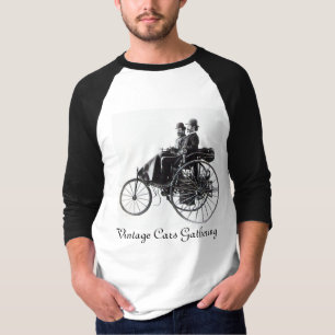 T-shirts Carros vintage Reunindo, preto e branco