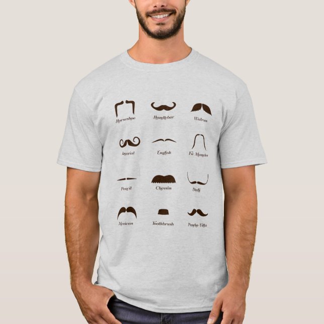 T-shirts Carta da identificação do estilo do bigode (Frente)