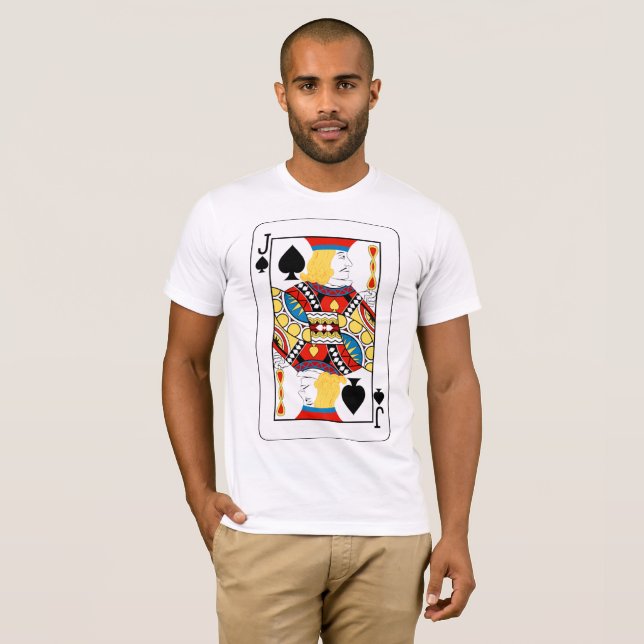 T-shirts Carta de Poker Valete de Espadas Clássico (Frente Completa)