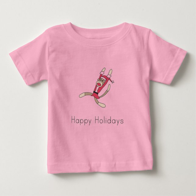T-shirts cartão de Natal do macaco da peúga (Frente)