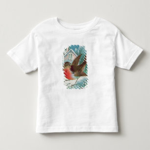 T-shirts Cartão de Natal que descreve um pisco de peito