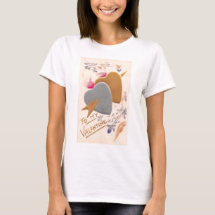 T-shirts Cartão-postal do Namorados Vintage Silver & Dourad