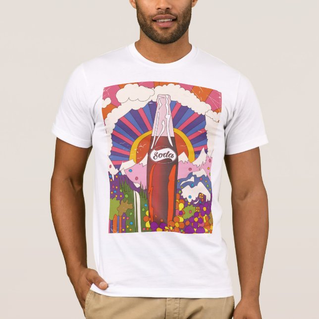 T-shirts cartaz de anúncio de refrigerante estilo retrô (Frente)