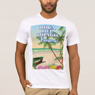 T-shirts Cartaz de viagem da praia Boca del Drago Panamá