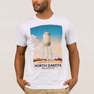 T-shirts cartaz de viagem da Torre de Água de Dakota do Nor
