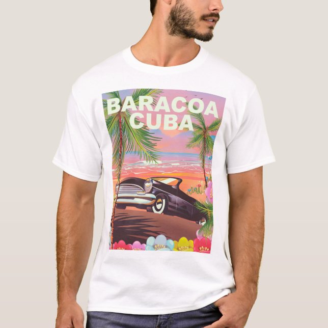 T-shirts Cartaz de viagem de carro Baracoa Cuba (Frente)