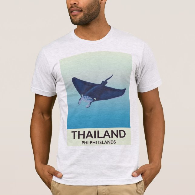 T-shirts Cartaz de viagem para as Ilhas Phi Phi da Tailândi (Frente)
