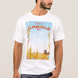 T-shirts Cartaz de viagem retrô de fazenda Kansas EUA