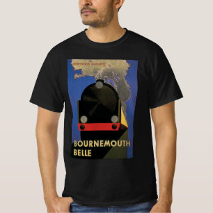 T-shirts Cartaz de Viagem Vintage, Trem Bournemouth Belle