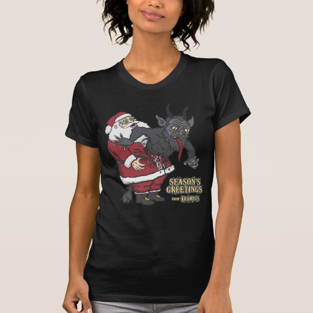 T-shirts Cartões de natal de Krampus (e de papai noel) (Frente)