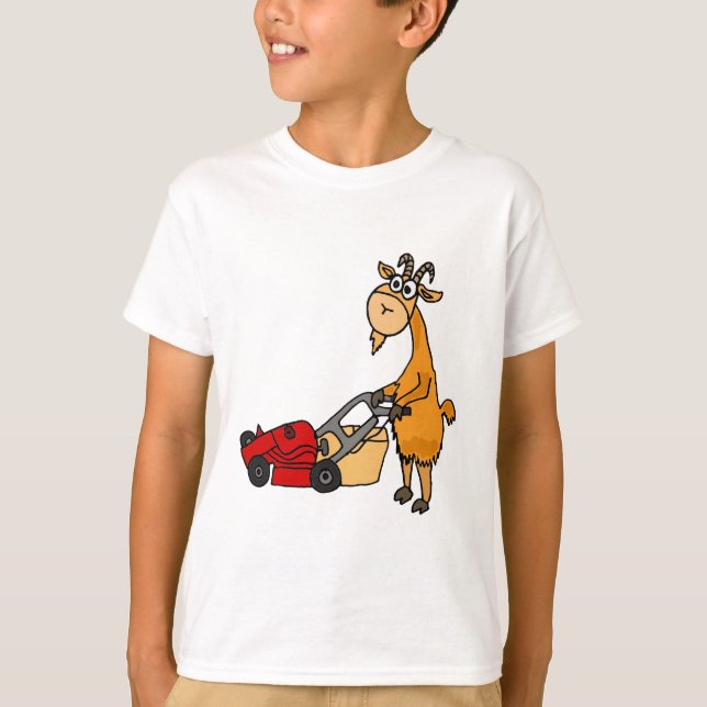 T-shirts Cartografia Engraçado Billy Goat Empurrando Lawn M (Frente)