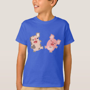 T-shirts Cartoon Bonito Dançando Porcos Crianças Camisa-T
