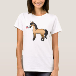 T-shirts Cartoon de Buckskin Horse Illustrando Amor de Cava