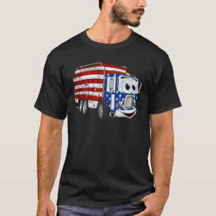 T-shirts Cartoon de Caminhão de Lixo Patriótico
