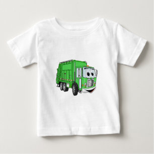 T-shirts Cartoon de Caminhão de Lixo Verde Brilhante