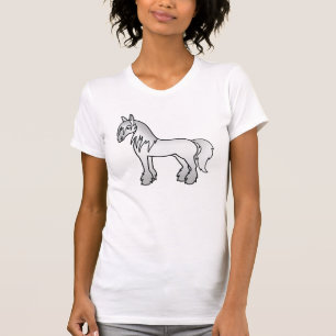 T-shirts Cartoon de cinza Gypsy Vanner Shire Clydesdale Hor