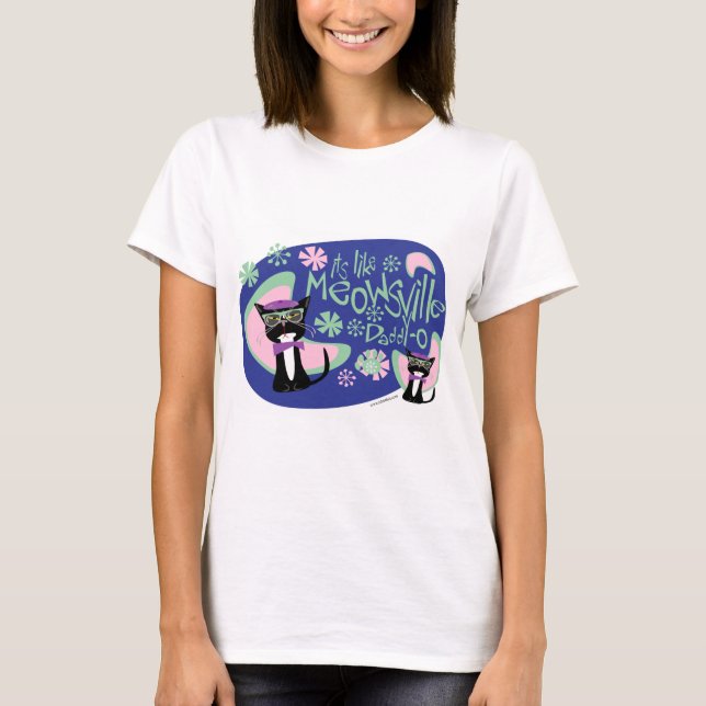 T-shirts Cartoon de Meowsville Beatnik - Anos 50 de persona (Frente)
