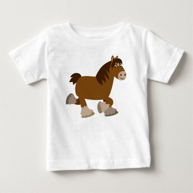 T-shirts Cartoon de Trote Bonito Shire Horse Baby T Shirt (Frente)
