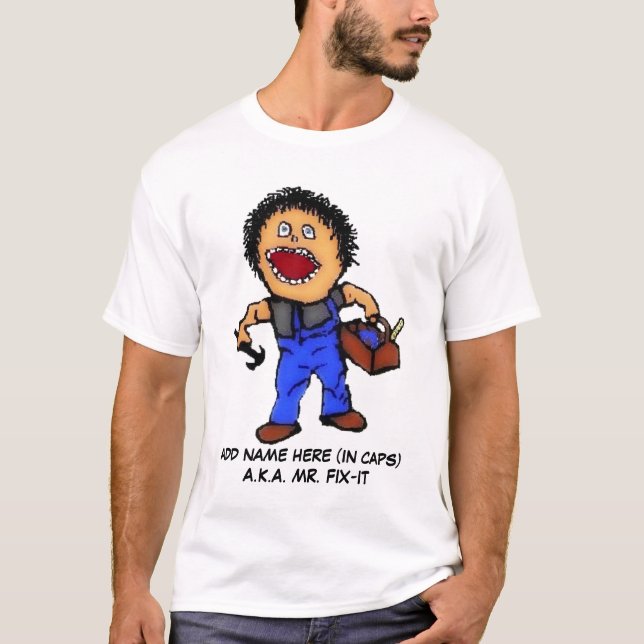 T-shirts Cartoon do Construtor de Ti Fix (Frente)