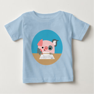 T-shirts Cartoon Escrevendo Porco Roupa