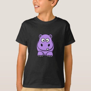 T-shirts cartoon-hippo adorável roxo adorável