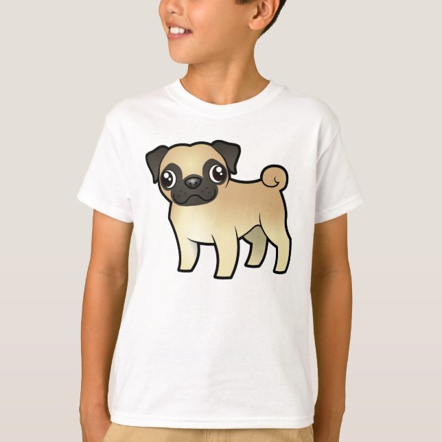 T-shirts Cartoon Pug (Frente)