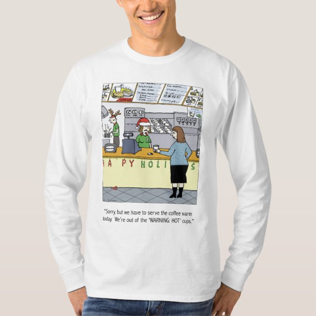 T-shirts Cartoon Quente de Café (Frente)